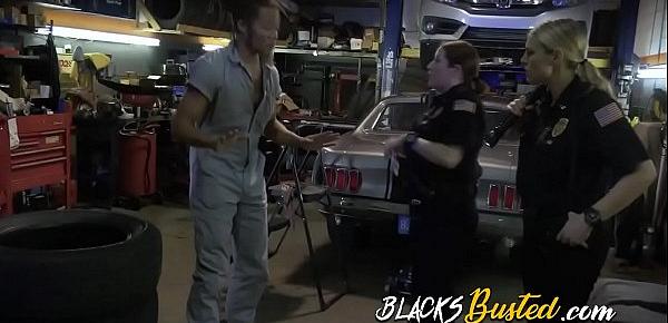  Slutty MILFs in uniforms are screaming and banging with a horny black criminal!